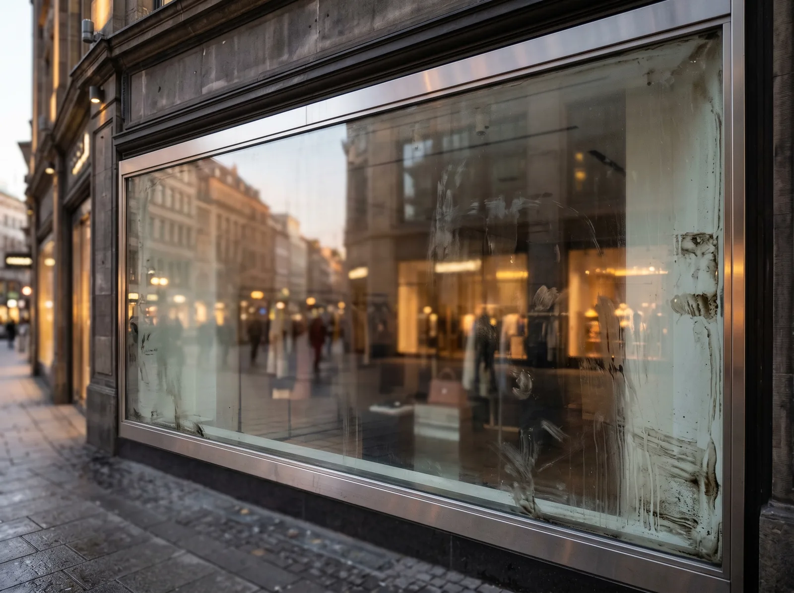 Schaufenster einer Boutique am Neuen Wall mit Smudges
